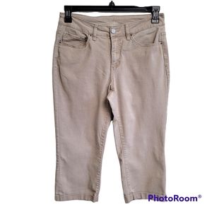 Capri Khaki Denim Pants-Ladies